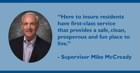 Mike McCready with Quote: Here to insure residents have first-class service that provides a safe, clean, prosperous and fun place to live.