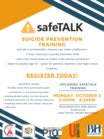 Suicide Prevention Training on October 3rd