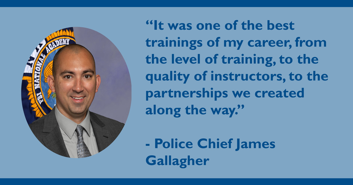 Police Chief James Gallagher with quote pulled from article about his experience.