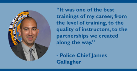 Police Chief James Gallagher with quote pulled from article about his experience.