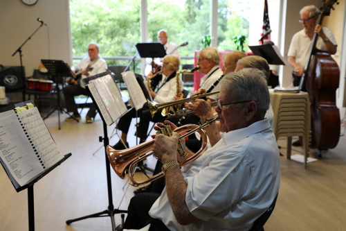 Musicians playing in a band at the Senior Center