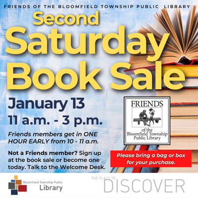 Friends of Bloomfield Township Public Library Announces January Book Sale