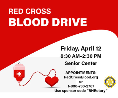 Blood Drive at the Senior Center April 12th